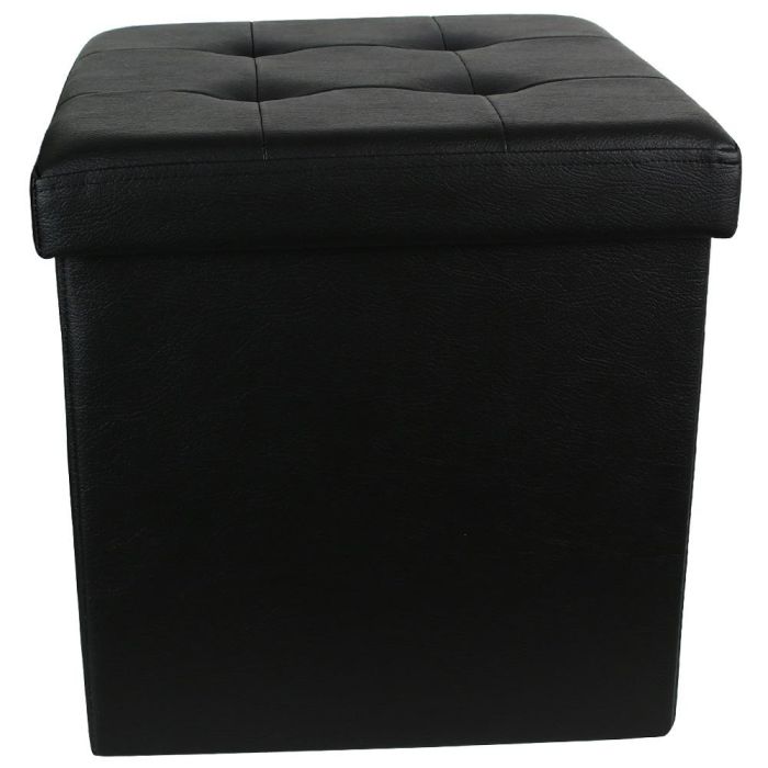 Home Deco Factory Caja Puf Plegable Negro con Almacenamiento y Asiento 2