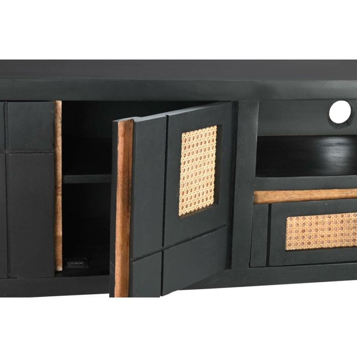 Mueble de TV DKD Home Decor Negro Ratán Madera de mango (145,5 x 40,5 x 60 cm) 5
