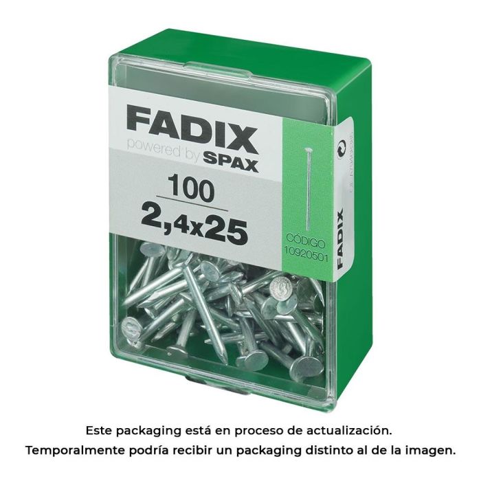 Caja m 100 unid. clavo cp acero 2,4x25mm fadix