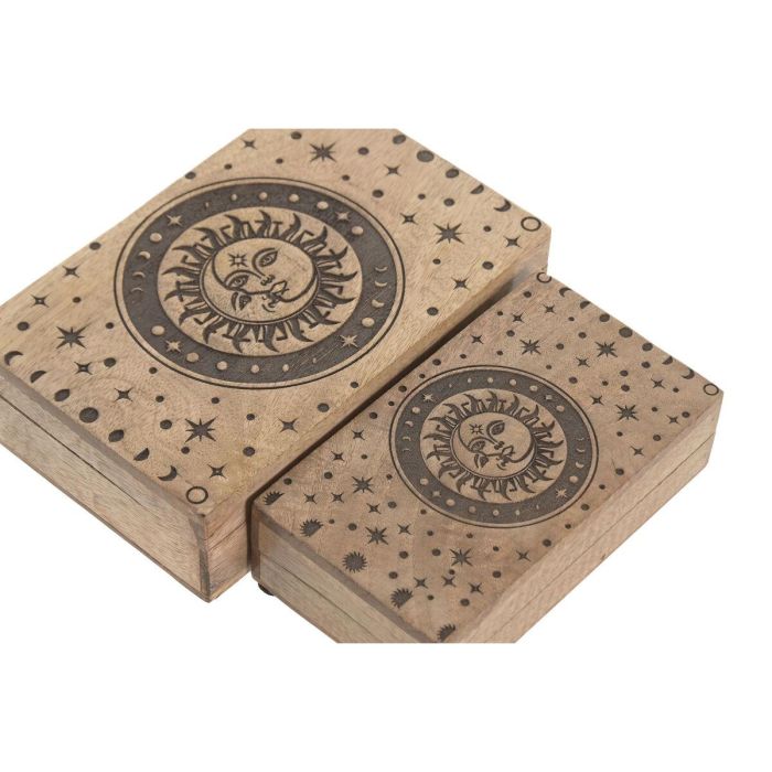 DKD Home Decor Joyero Marron Mango Astros 18 x 9 x 25.5 cm Set de 2 6