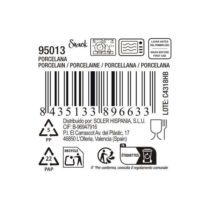 La Mediterranea Bol Blanco 14.3 x 11.5 x 3.8 cm "Snack" (72 Unidades)