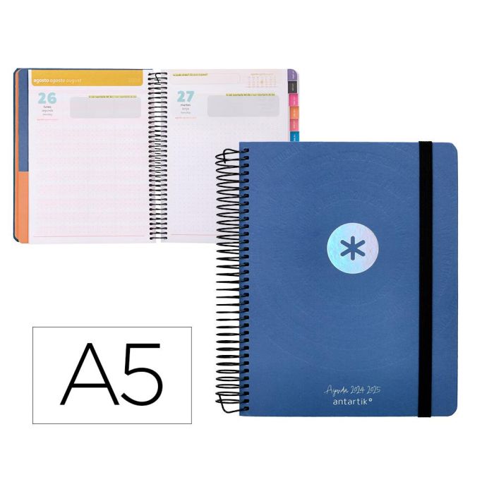 Agenda Escolar Antartik Año 24 - 25 Curso Coleccion Minimal Blue Día Página A5