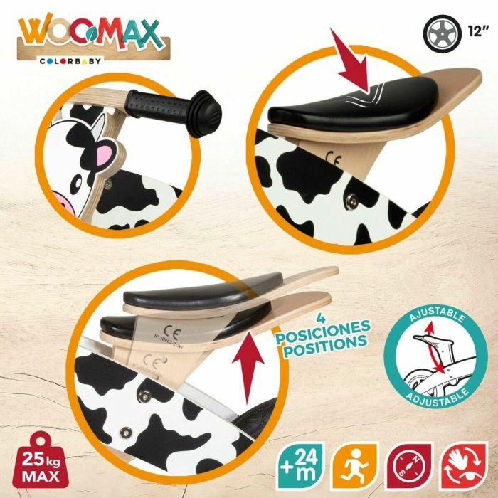 Moto correpasillos de madera vaca woomax 12" 85x37x53 cm 5