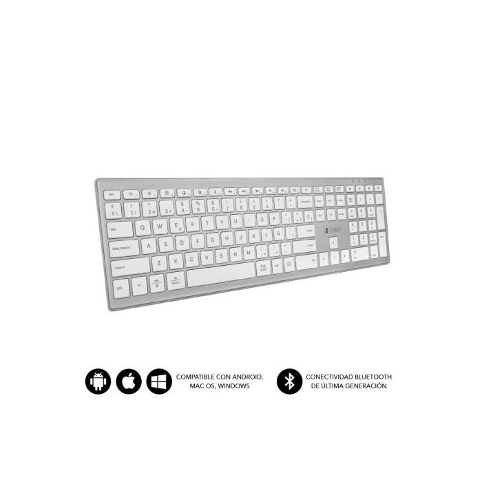 Teclado Inalámbrico por Bluetooth Subblim 2PUE200 Pure Extended/ Plata Teclado Inalámbrico por Bluetooth Subblim 2PUE200 Pure Extended/ Plata