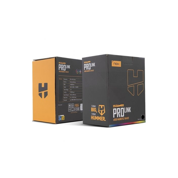 Nox NXHUMMERPROLINKBK Pack 3 Ventiladores 12cm ARGB Magnéticos PWM Control de Iluminación y Velocidad 3