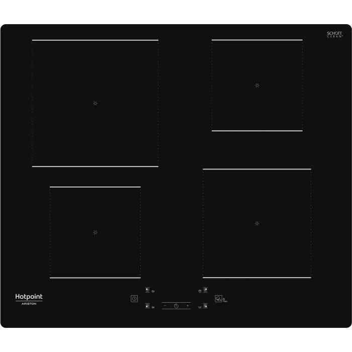 HOTPOINT - HQ5660SNE - Placa de inducción - 4 fuegos - 7200W - L60 cm - Revestimiento de vidrio negro HOTPOINT - HQ5660SNE - Placa de inducción - 4 fuegos - 7200W - L60 cm - Revestimiento de vidrio negro
