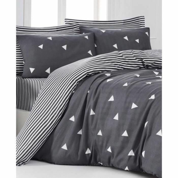 Juego de Cama con Funda Nórdica 220x240 cm y 2 Fundas de Almohada 60x60 cm - 65% Algodón, 35% Poliéster - Gris - ASI8683342642484 1