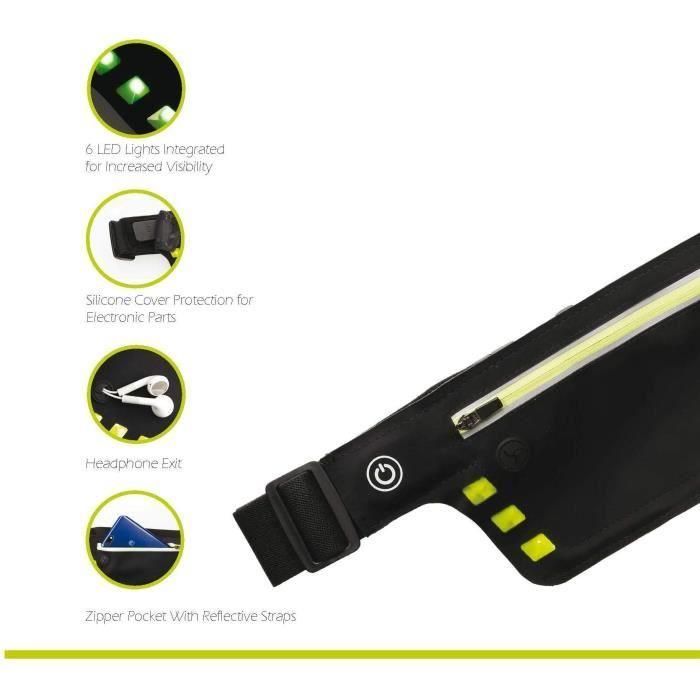 Schildkrot SCH3830058980347 Riñonera Deportiva Cinturón de Correr Running Wheel Bee Night Runner con Luz LED 1