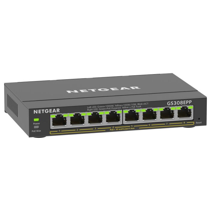 NETGEAR GS308EPP-100PES Switch Gigabit Ethernet PoE+ de 8 Puertos, Gestionado L2/L3 NETGEAR GS308EPP-100PES Switch Gigabit Ethernet PoE+ de 8 Puertos, Gestionado L2/L3