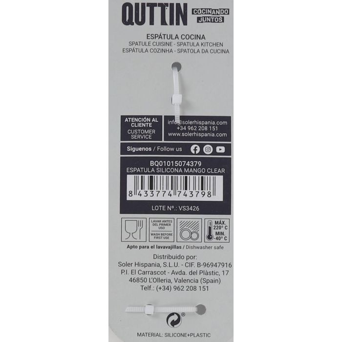 Espatula Silicona Mango Clear Quttin (36 Unidades) 4 Espatula Silicona Mango Clear Quttin (36 Unidades) 4