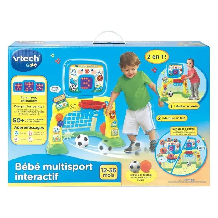 Vtech Baby Multisport Interactive Baloncesto Fútbol Juguete Deportivo para Bebé de 12 a 36 Meses Idioma Francés 4
