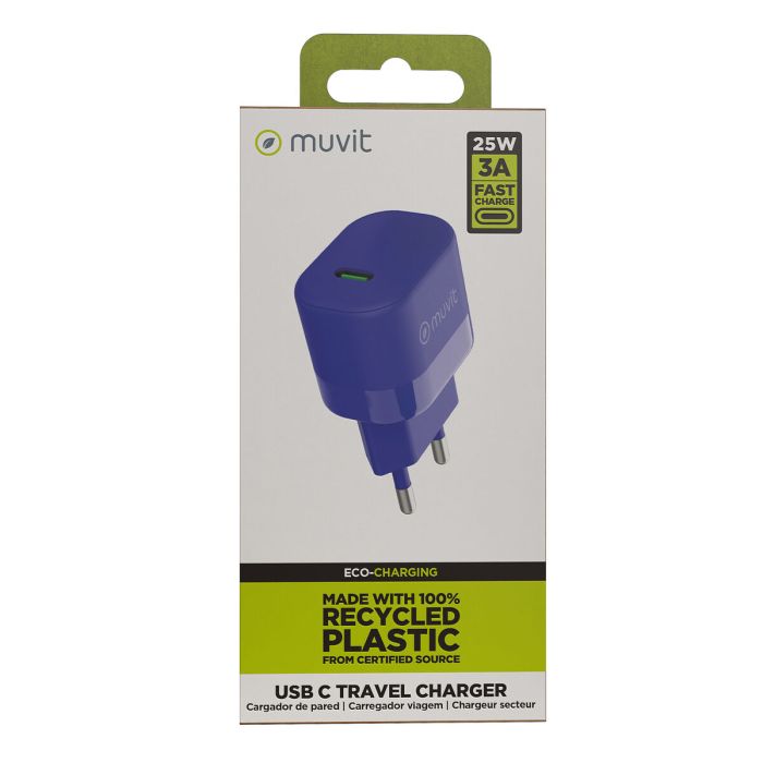 muvit for change cargador de pared Tipo C PD 25W Azul 1