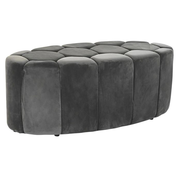 DKD Home Decor Descalzadora Scandi Gris de Poliéster y MDF para Dormitorio o Recibidor - 125 cm Ancho, 53 cm Largo, 46.5 cm Alto
