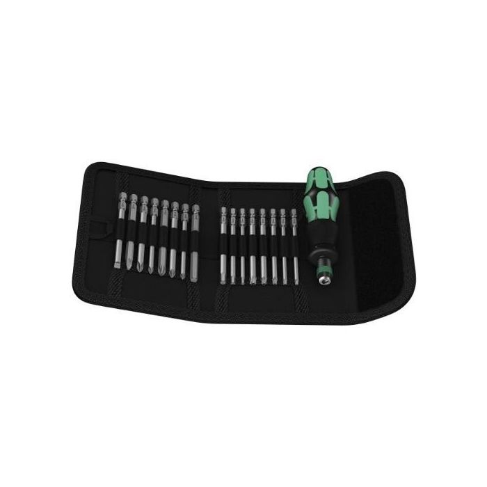 Wera Kraftform Kompakt 60 - Juego de Destornilladores Combinados 16 Puntas (Phillips, Pozidriv, Ranura, Torx) Negro/Verde 8.9cm