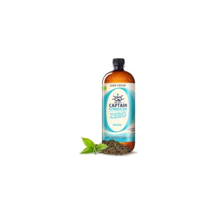 CAPTAIN Kombucha Zero Original Bio Té Verde Fermentado 1 Litro Sin Azúcar Sin Gluten