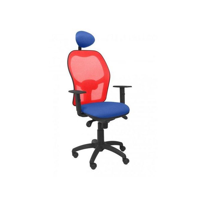 Silla Piqueras Y Crespo Jorquera Brazos Regulables Cabecero Fijo Mecanismo Sincro Con Regulador De Tension Respaldo De Malla Roja Y Asiento Tapizado Bali Azul