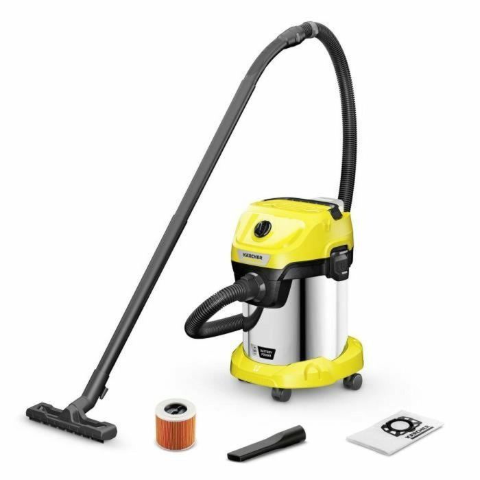 Aspirador de agua y polvo inalámbrico KARCHER WD 3-18 S V-17/20 - Acero - 17 l - Amarillo