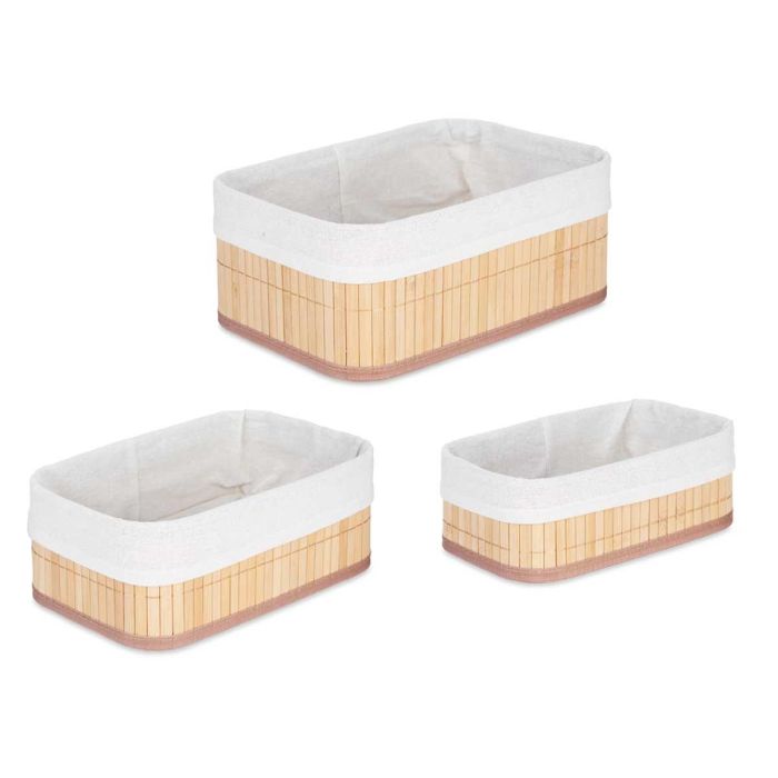 Set 3 Organizadores Bambu Tela Natural Rectangular Kipit 31X12CM (4 Unidades) 1 Set 3 Organizadores Bambu Tela Natural Rectangular Kipit 31X12CM (4 Unidades) 1