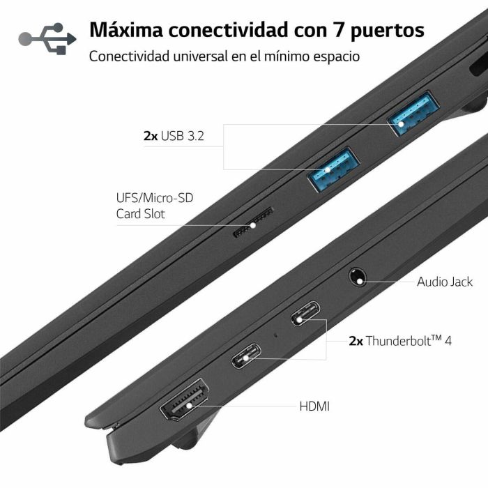 LG Gram 17Z90R-E.AD75B Portátil Ultraligero Intel Core i7-1360P 32GB 512GB SSD RTX 3050 17" WQXGA IPS Antireflejo Win 11 17 LG Gram 17Z90R-E.AD75B Portátil Ultraligero Intel Core i7-1360P 32GB 512GB SSD RTX 3050 17" WQXGA IPS Antireflejo Win 11 17