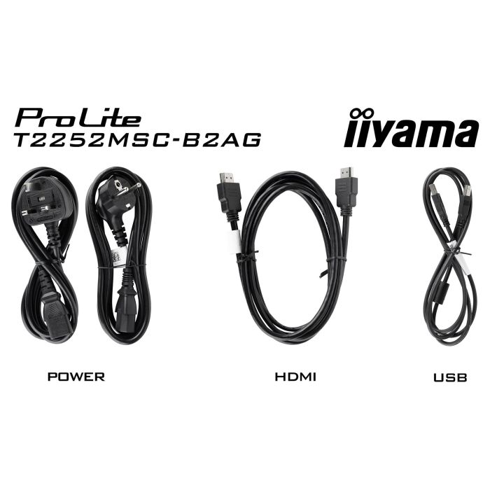 IIYAMA T2252MSC-B2AG Monitor Táctil 21.5" Full HD IPS 100Hz con USB-C, HDMI, DisplayPort, 2xUSB 3.2, Altavoces, VESA, Negro