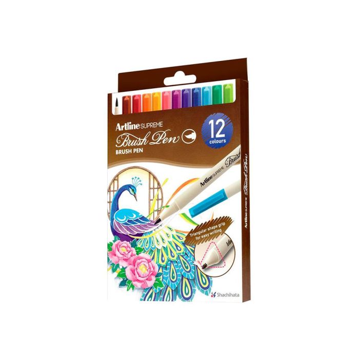 Rotulador Artline Supreme Brush Epfs Pintura Base De Agua Punta Tipo Pincel Trazo Fino Bolsa De 12 Unidades 3