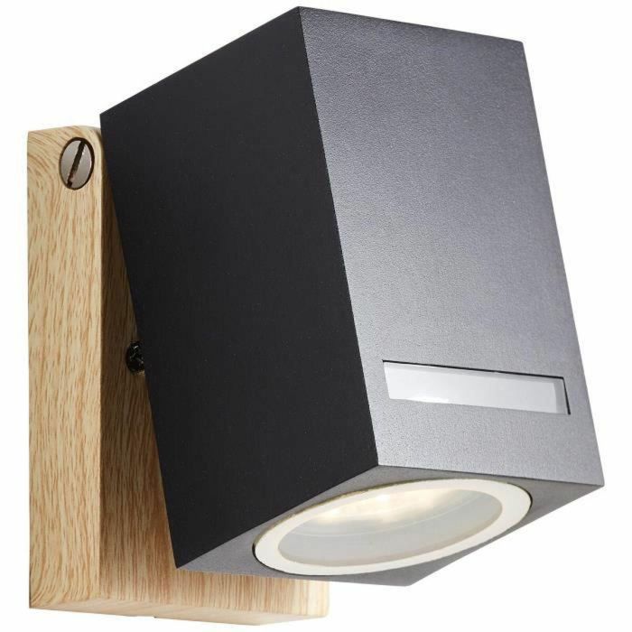 BRILLIANT - GALENI Aplique de exterior - negro/color natural - metal/vidrio GU10 1x20W 2