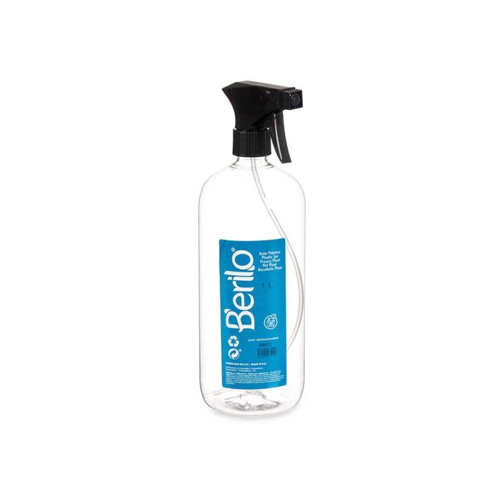 Bote Rociador Plástico 1000 ml Berilo - 8.5x26x9.5 cm, PET, Negro/Transparente (12 Unidades) 1 Bote Rociador Plástico 1000 ml Berilo - 8.5x26x9.5 cm, PET, Negro/Transparente (12 Unidades) 1