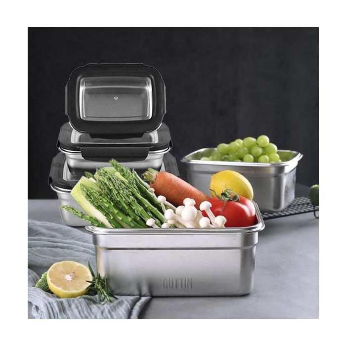 Fiambrera Hermética Quttin Rectangular Acero Inoxidable Plateado Acero 1,8 L 23 x 18 x 9 cm 5 Fiambrera Hermética Quttin Rectangular Acero Inoxidable Plateado Acero 1,8 L 23 x 18 x 9 cm 5