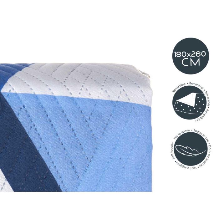 Colcha Cama Reversible 180X260 Triangulos Azules Giftdecor (6 Unidades) 3 Colcha Cama Reversible 180X260 Triangulos Azules Giftdecor (6 Unidades) 3