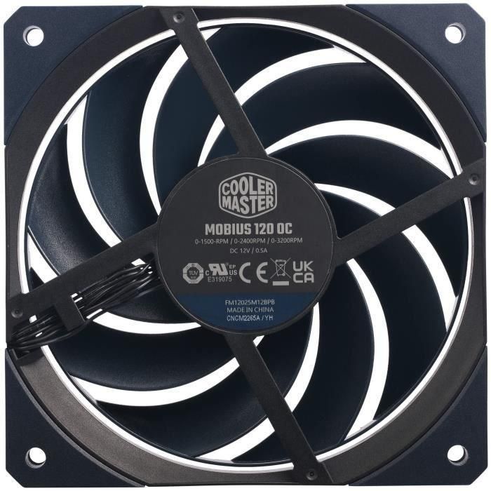 Cooler Master COO1688241292832 Mobius 120 OC - Ventilador de Refrigeración PC 120mm, 3 Velocidades, 3200 RPM Máx. 4
