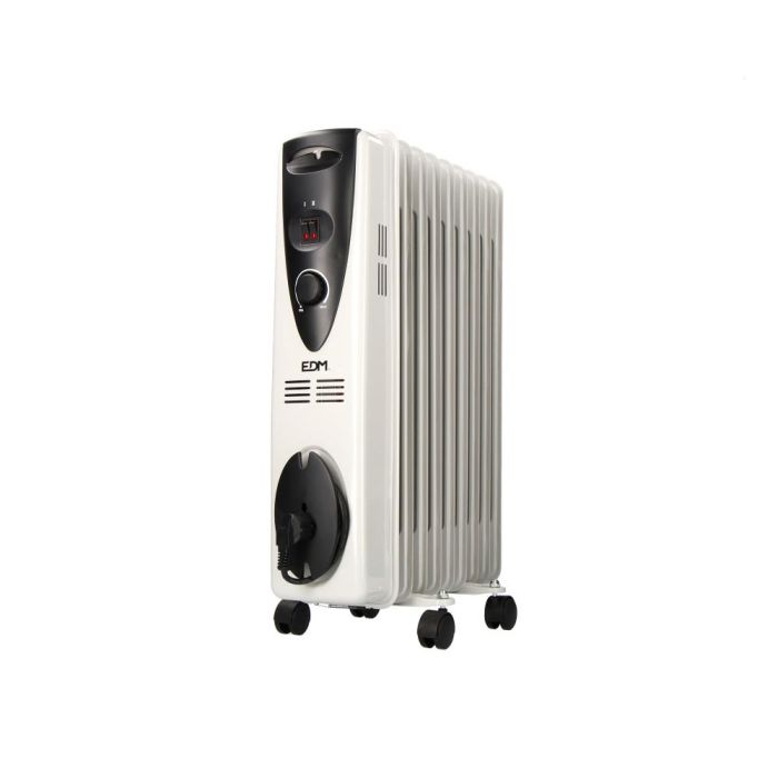Edm Radiador de aceite 2000W 9 elementos con termostato y protección contra sobrecalentamiento