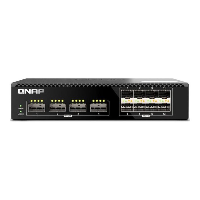 Qnap QSW-M7308R Switch Conmutador Gestionado 12 Puertos (4x 100Gb QSFP28 + 8x 25Gb SFP28) 1200 Gbps Montaje en Rack 0 Qnap QSW-M7308R Switch Conmutador Gestionado 12 Puertos (4x 100Gb QSFP28 + 8x 25Gb SFP28) 1200 Gbps Montaje en Rack 0