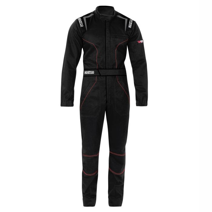 Sparco S002020NR2M Mono de Mecánico Profesional MS-4 Negro Talla M - Algodón/Poliéster Resistente, Lumbar Elástica, Tobillo Ajustable