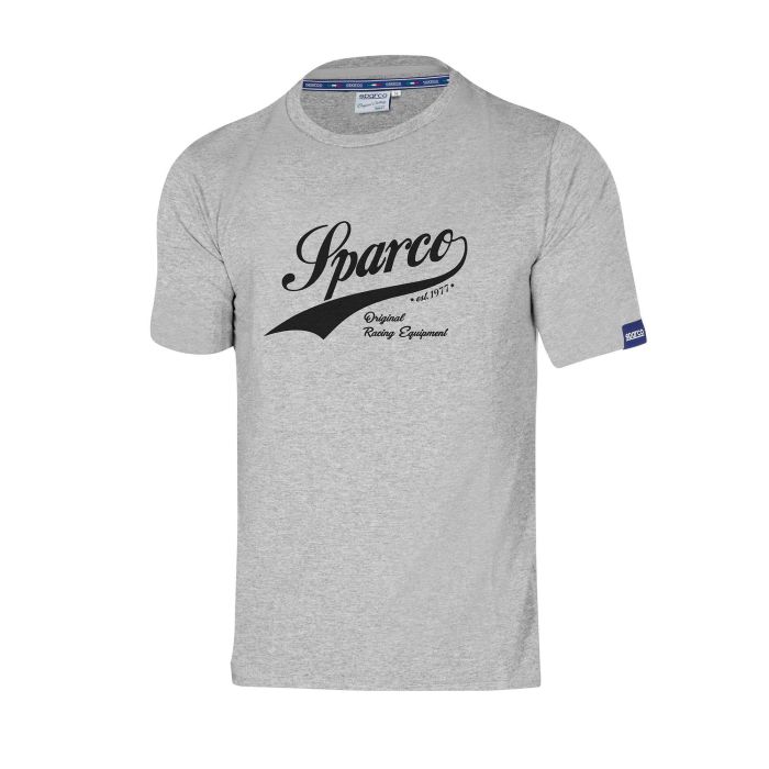 Sparco S01326GR2M Camiseta Vintage de Automovilismo Original con Gran Logotipo Impreso Algodón Elastano Suave Gris Talla M