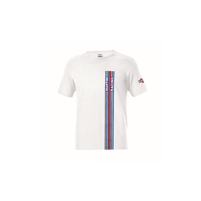 Sparco Martini Racing S01339MRBI6XXX Camiseta Soft Jersey de Algodón Elástico con Rayas Martini Big Stripes Blanco XXXL Hecha en Italia
