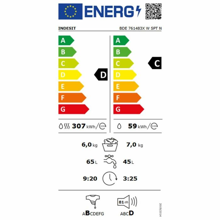 Lavadora secadora Indesit BDE761483XWSPTN 7/5 kg 1400 rpm | expertClima