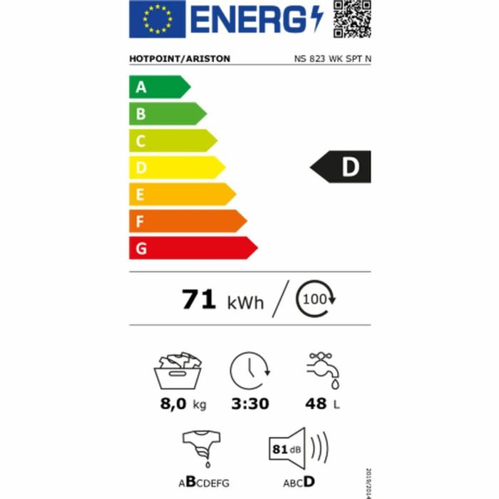 Lavadora Hotpoint-Ariston NS 823 WK SPT N 8 kg 1200 rpm 1