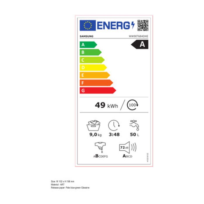 Lavadora Samsung WW90T684DHE/S3 60 cm 1400 rpm 9 kg 1