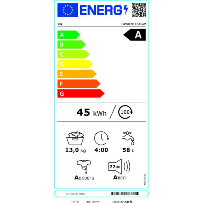 Lavadora LG F4WR7013AGW 60 cm 1400 rpm 13 kg 1