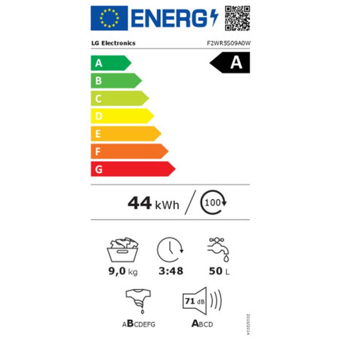 Lavadora LG F2WR5S09A0W 60 cm 1200 rpm 9 kg 1