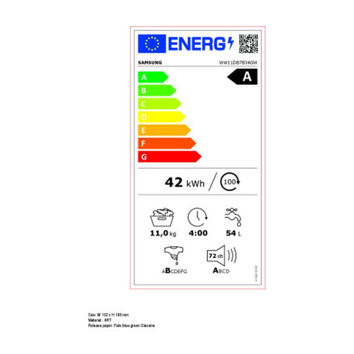 Lavadora Samsung WW11DB7B34GWU3 60 cm 1400 rpm 11 Kg 1