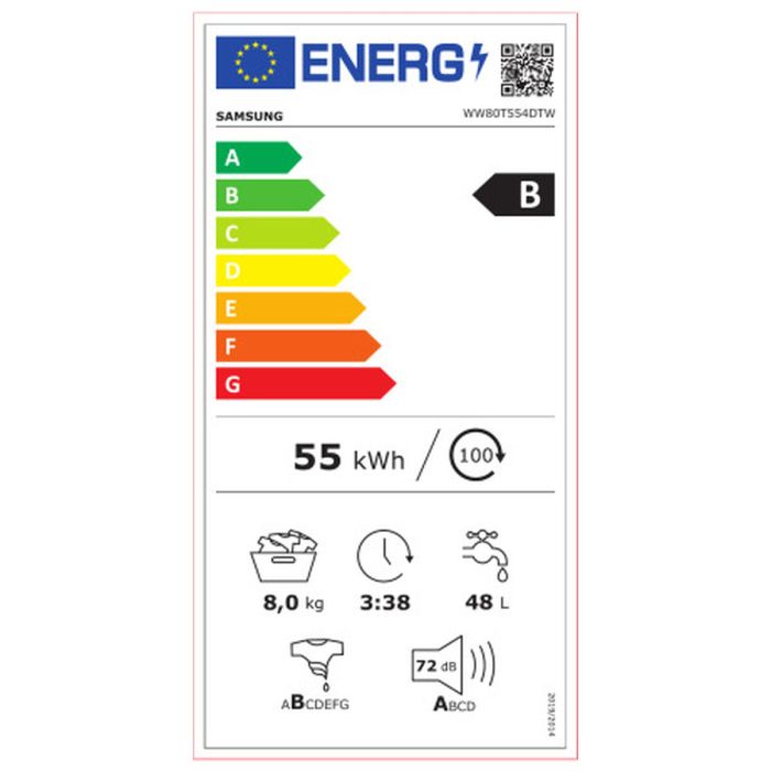 Lavadora Samsung WW80T554DTW 60 cm 1400 rpm 8 kg 1