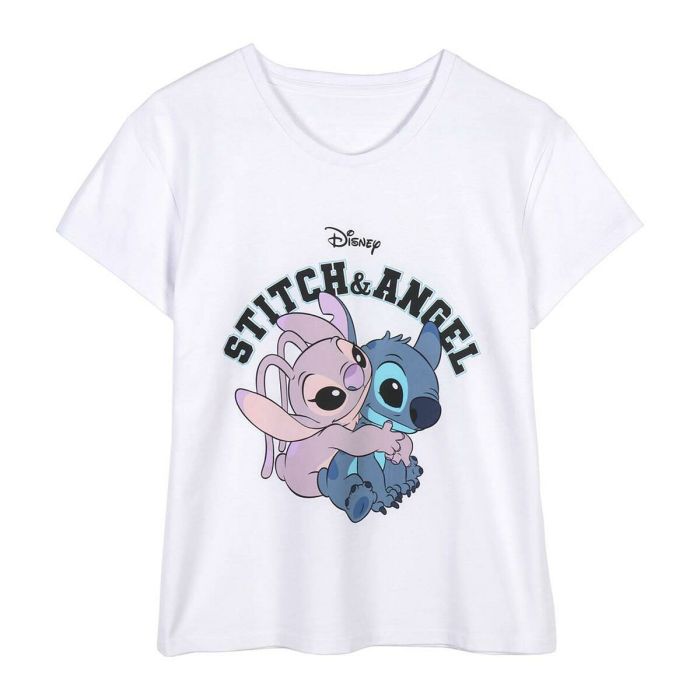Camiseta de Manga Corta Mujer Stitch Blanco 3