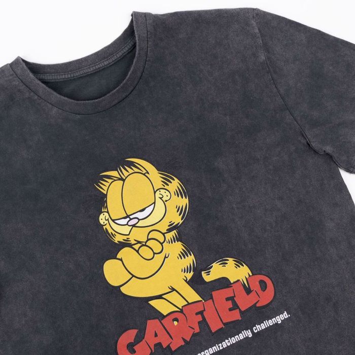 Camiseta de Manga Corta Mujer Garfield Negro 5