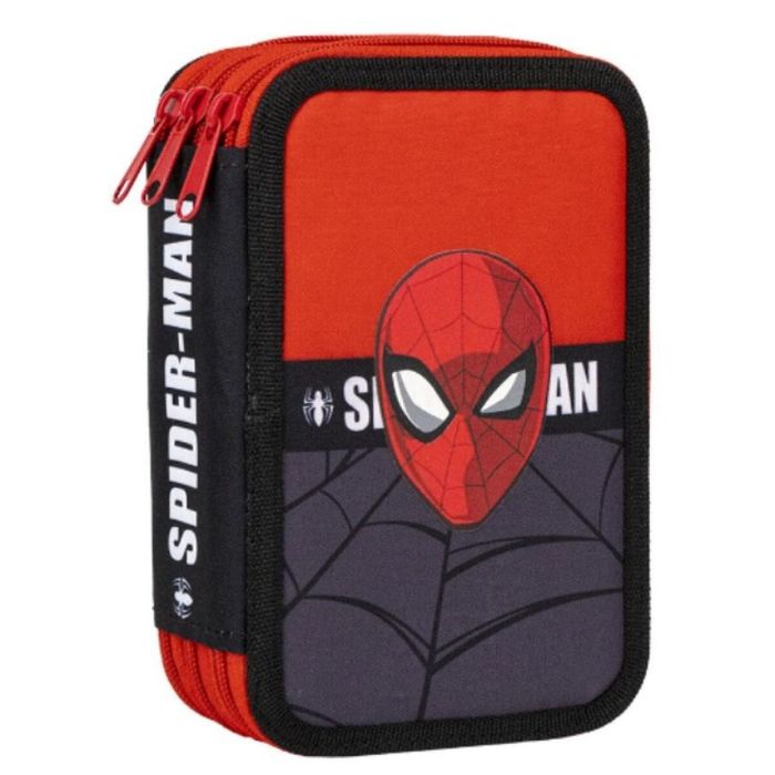 Plumier Triple Spider-Man Negro 13 x 7,5 x 20 cm Plumier Triple Spider-Man Negro 13 x 7,5 x 20 cm