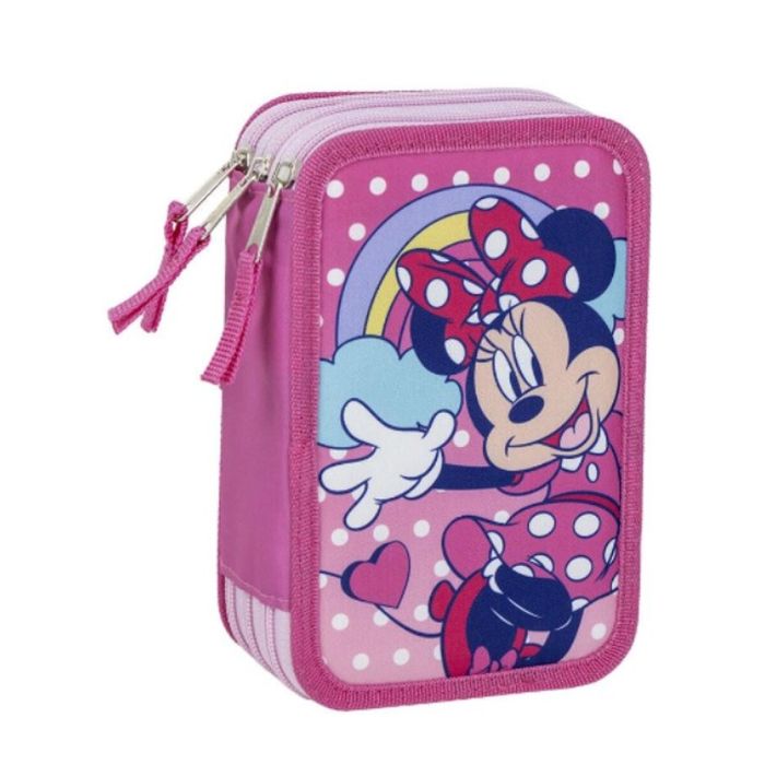 Plumier Triple Minnie Mouse Rosa 12,5 x 6,5 x 19,5 cm