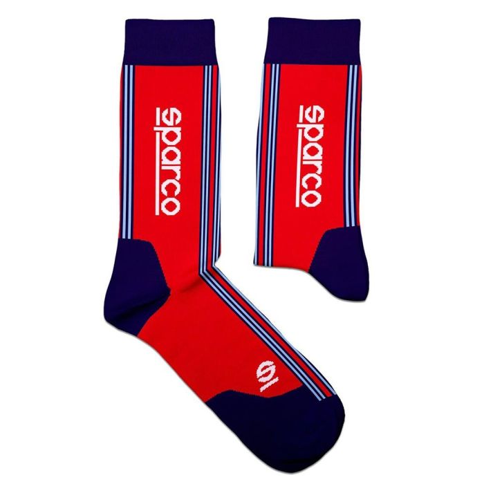 Sparco S099145MRRSBMN2 Calcetines Martini Racing, Sin Costuras, 80% Algodón Peinado, Talla 41-46, Rojo-Azul Marino