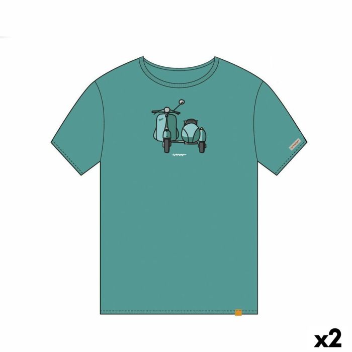 Camiseta de Manga Corta Unisex Cállate la Boca Turquesa Sidecar M (2 Unidades)