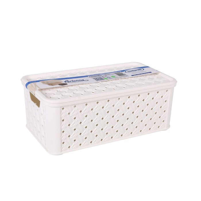 Caja de Almacenaje con Tapa Tontarelli Arianna Plástico Blanco 4 L 29 x 16,6 x 11,2 cm (8 Unidades) 1