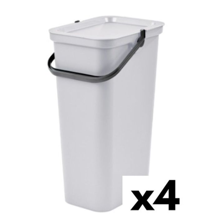 Cubo de Basura para Reciclaje Tontarelli Moda 38 L Blanco (4 Unidades)